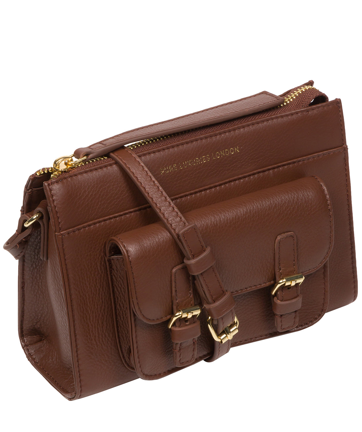 Pure Luxuries Marylebone Collection Bags: 'Monica' Dark Tan Nappa Leather Cross Body Bag