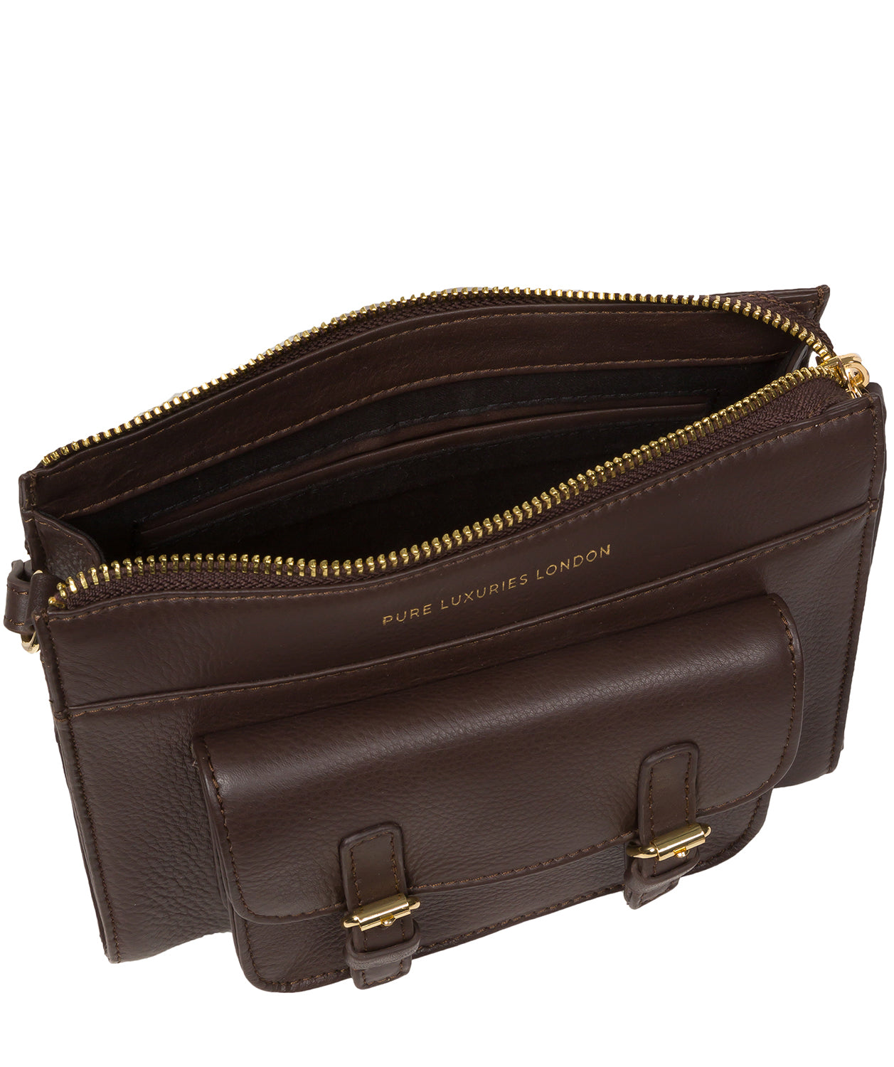 Pure Luxuries Marylebone Collection Bags: 'Monica' Hot Fudge Nappa Leather Cross Body Bag