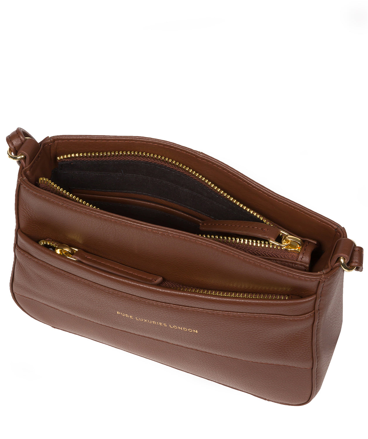 Pure Luxuries Marylebone Collection Bags: 'Helena' Dark Tan Nappa Leather Cross Body Bag