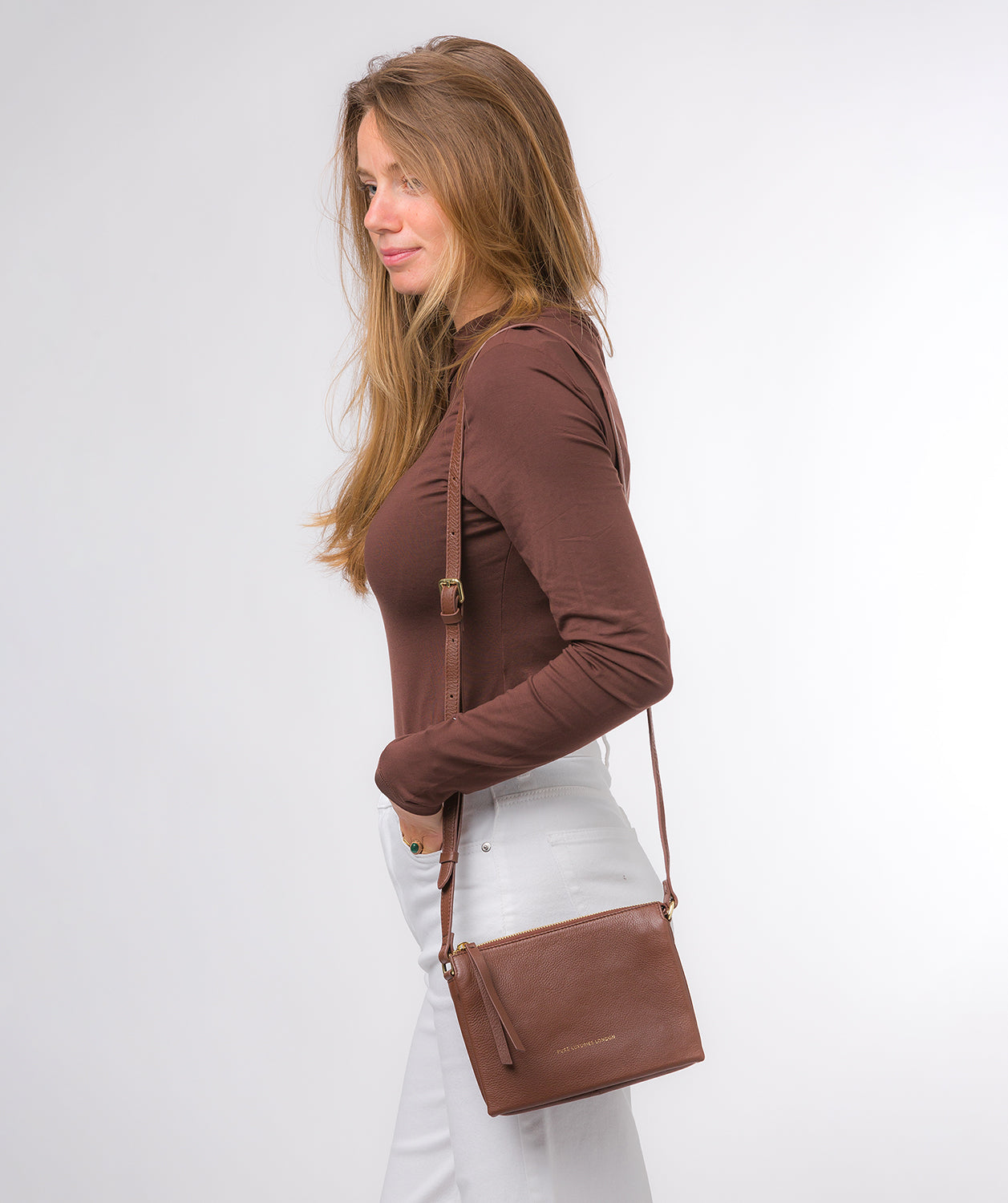 Pure Luxuries Marylebone Collection Bags: 'Niki' Dark Tan Nappa Leather Cross Body Bag