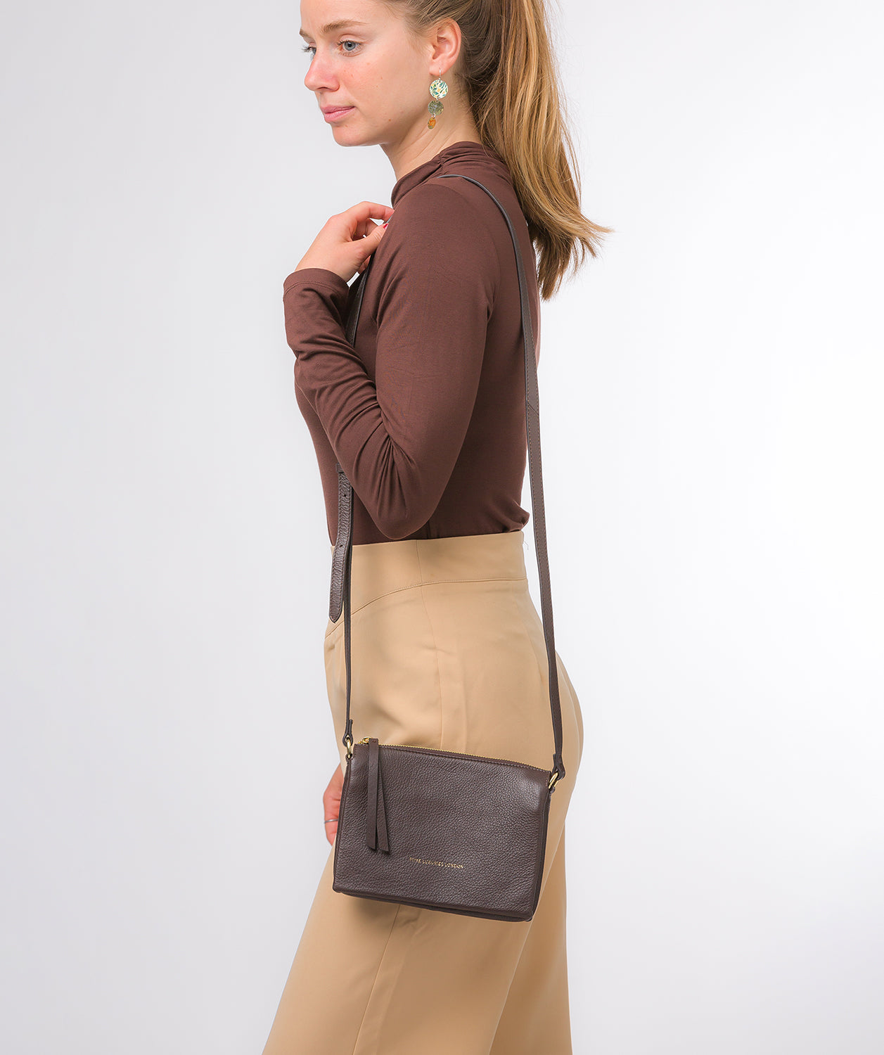 Pure Luxuries Marylebone Collection Bags: 'Niki' Hot Fudge Nappa Leather Cross Body Bag