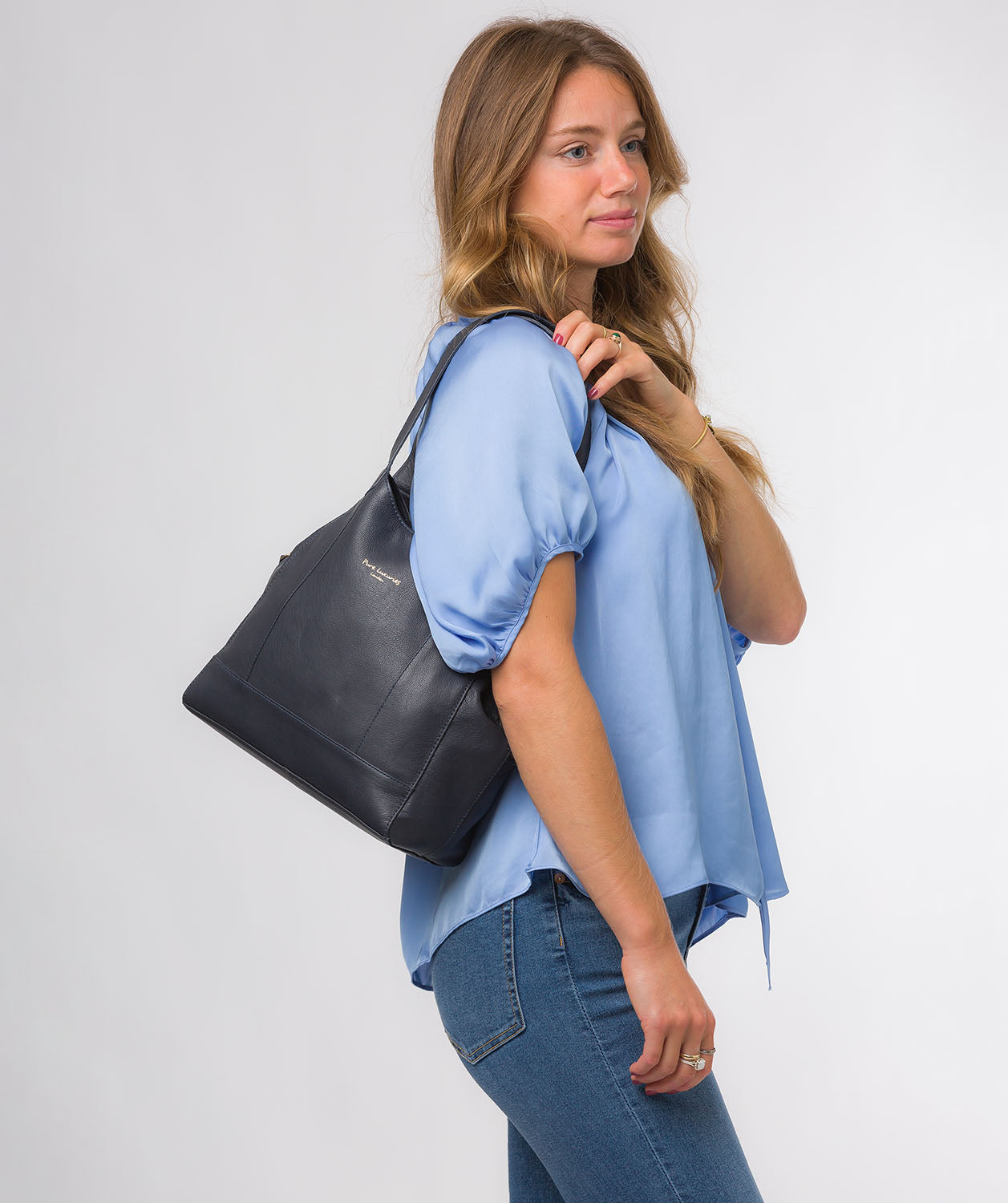 Pure Luxuries Eco Collection Bags: 'Colette' Dark Navy Leather Handbag