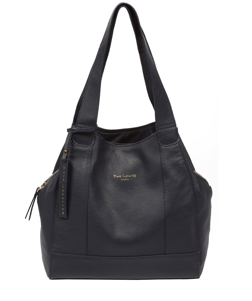 Dark Navy Leather Handbag Colette by Pure Luxuries Pure