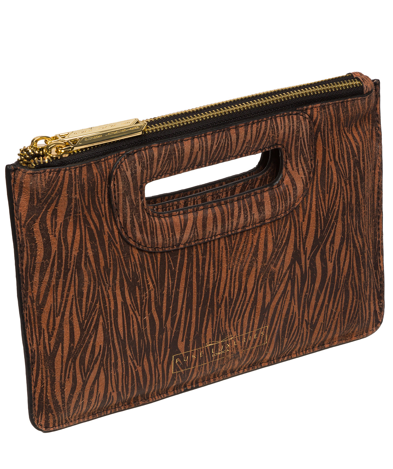 Pure Luxuries Classic Collection Bags: 'Esher' Animal Print Leather Clutch Bag