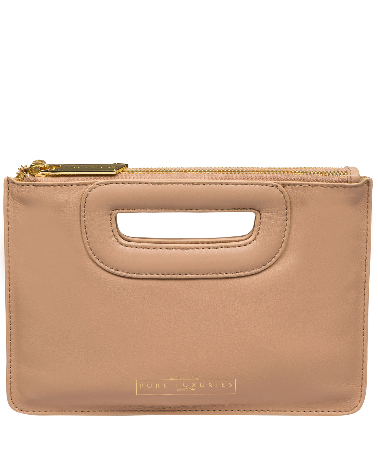 Pure Luxuries Classic Collection Bags: 'Esher' Latte Leather Clutch Bag