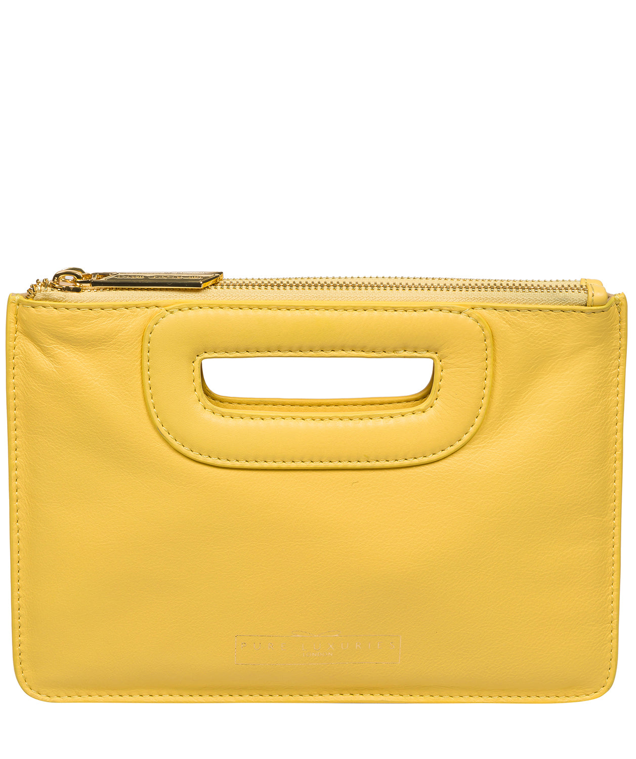 Pure Luxuries Classic Collection Bags: 'Esher' Lemon Drop Leather Clutch Bag