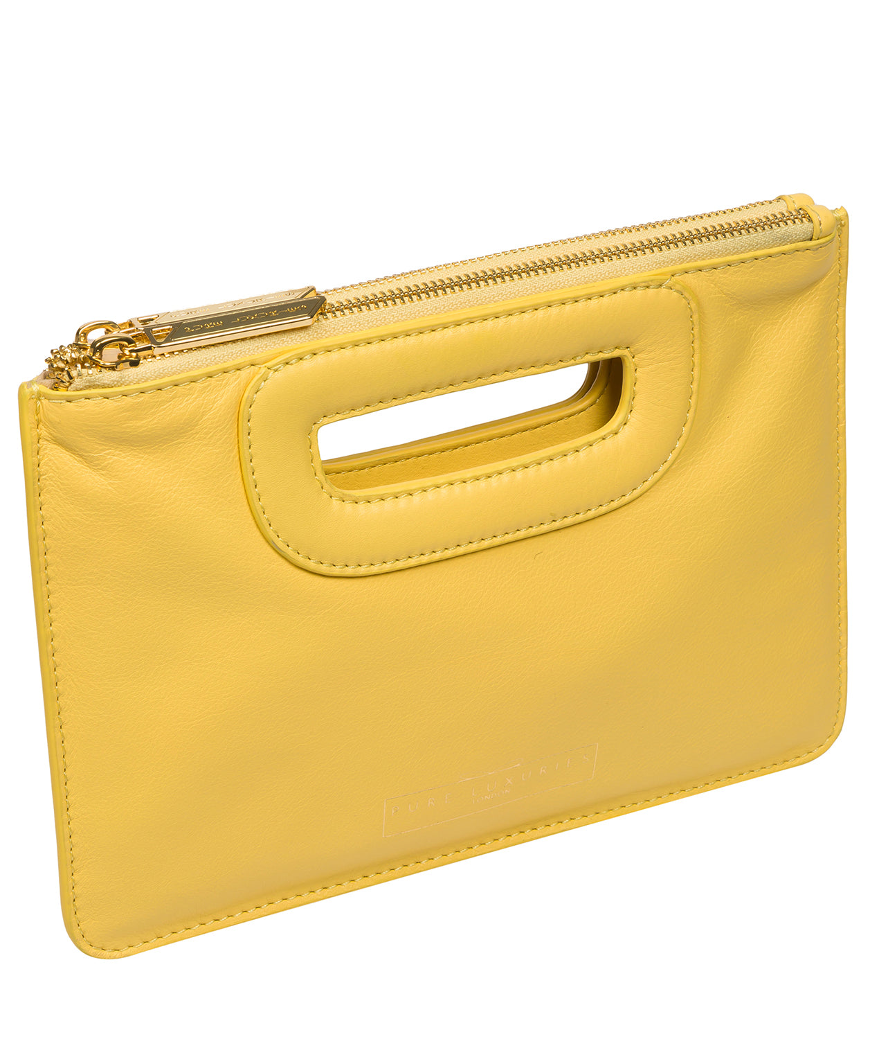 Pure Luxuries Classic Collection Bags: 'Esher' Lemon Drop Leather Clutch Bag