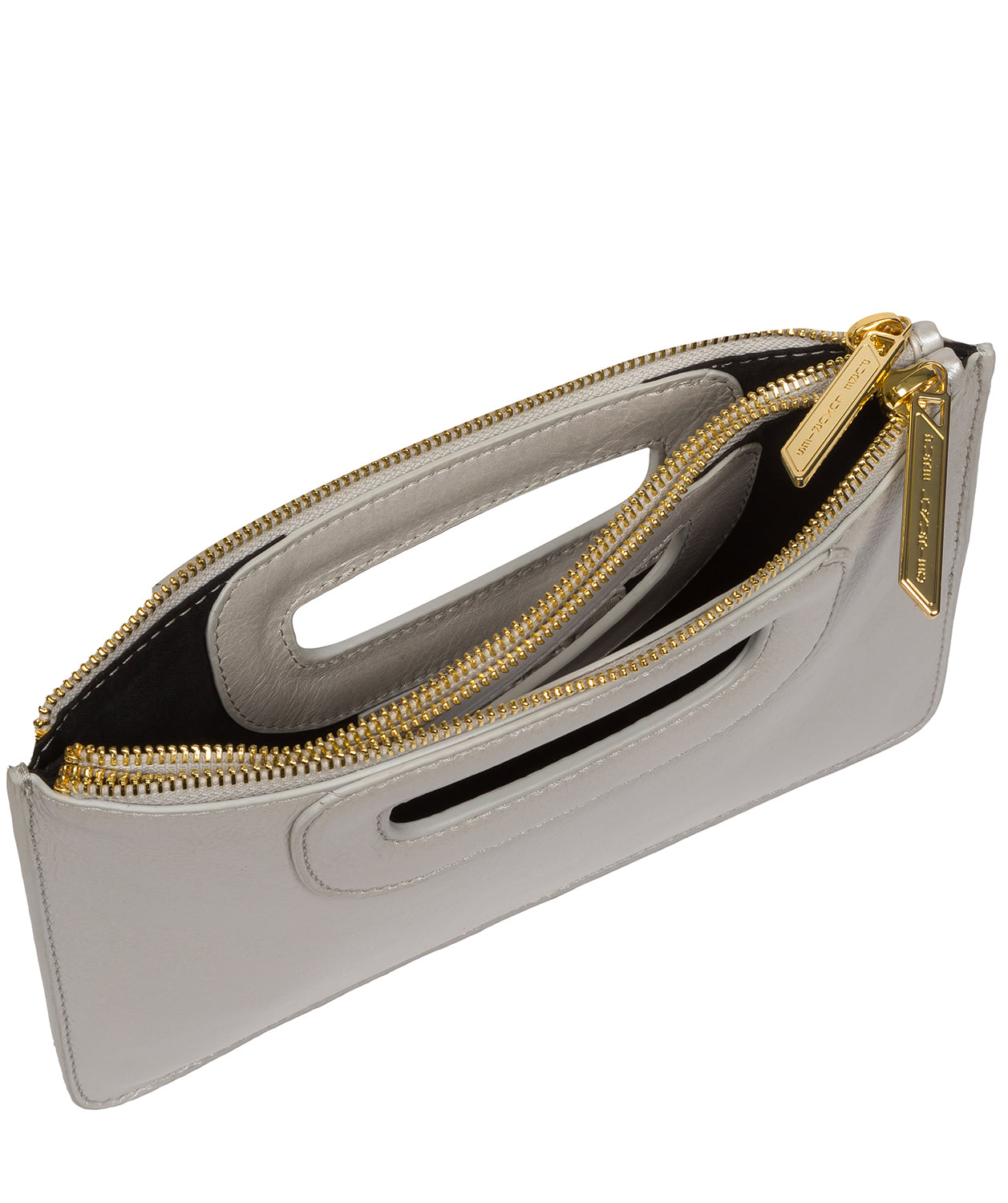 Pure Luxuries Classic Collection Bags: 'Esher' Metallic Silver Leather Clutch Bag