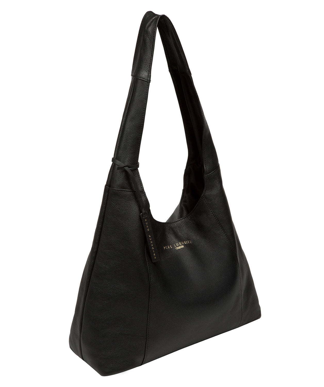 'Nina' Black Leather Shoulder Bag