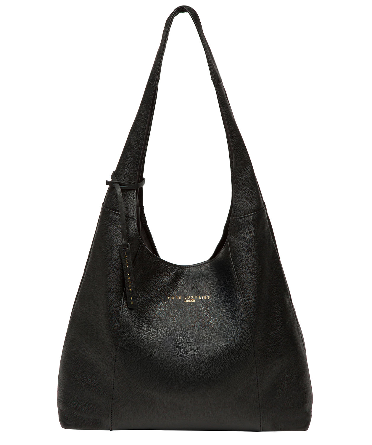 'Nina' Black Leather Shoulder Bag