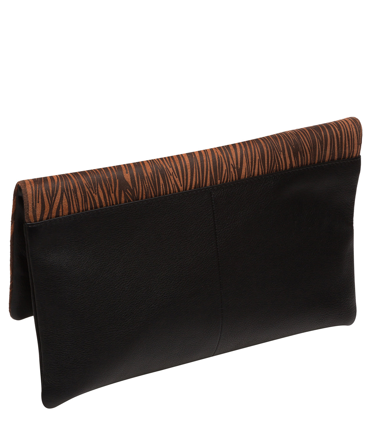 Pure Luxuries Marylebone Collection Bags: 'Amelia' Black & Animal Print Leather Clutch Bag