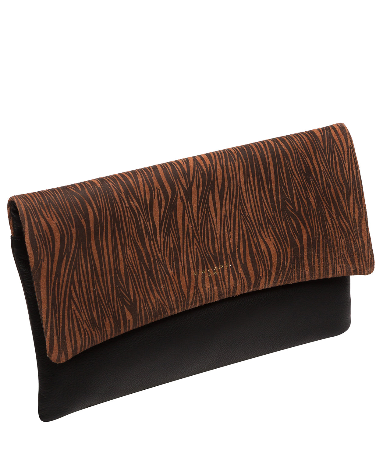 Pure Luxuries Marylebone Collection Bags: 'Amelia' Black & Animal Print Leather Clutch Bag