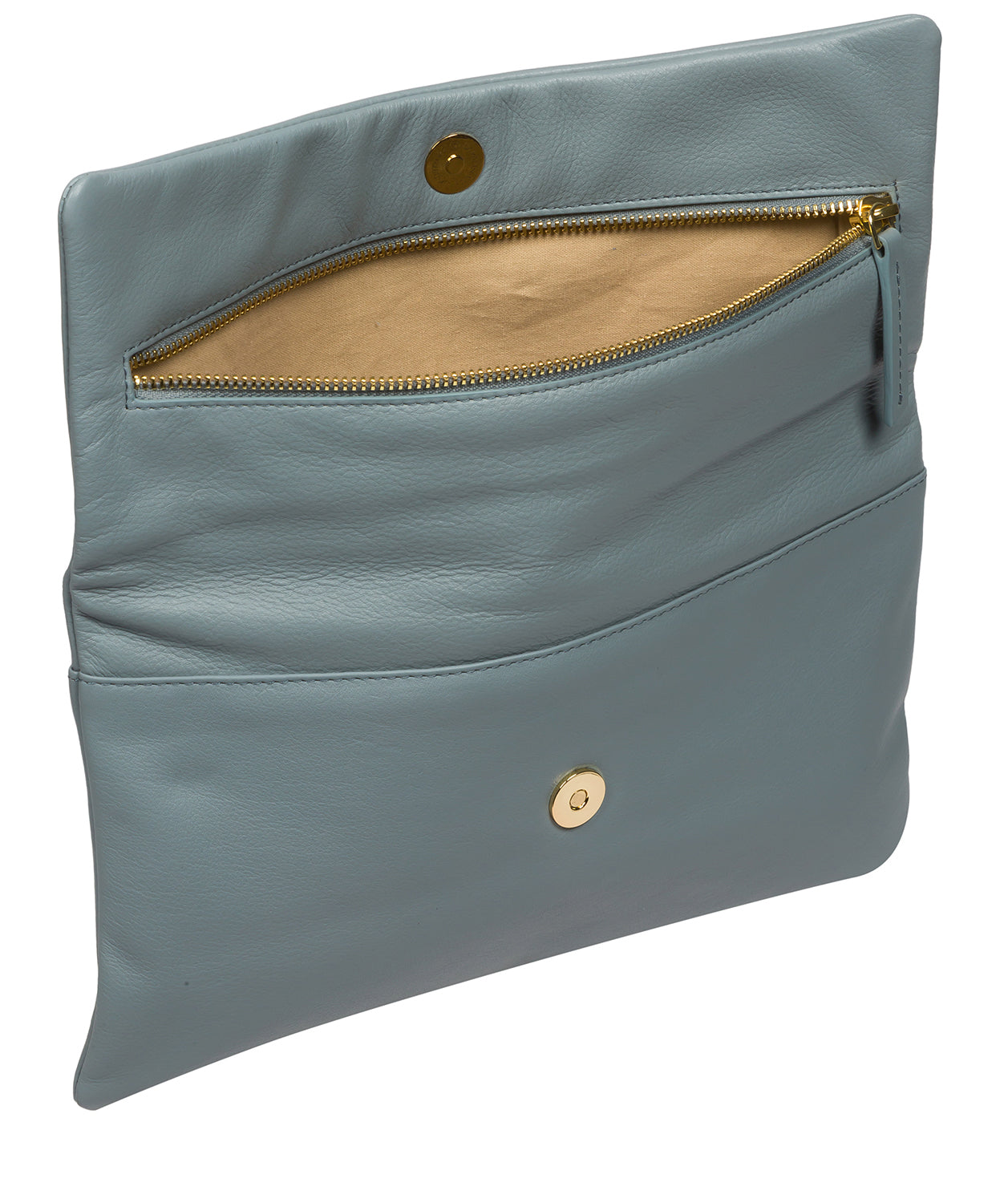 Pure Luxuries Marylebone Collection Bags: 'Amelia' Cashmere Blue Leather Clutch Bag