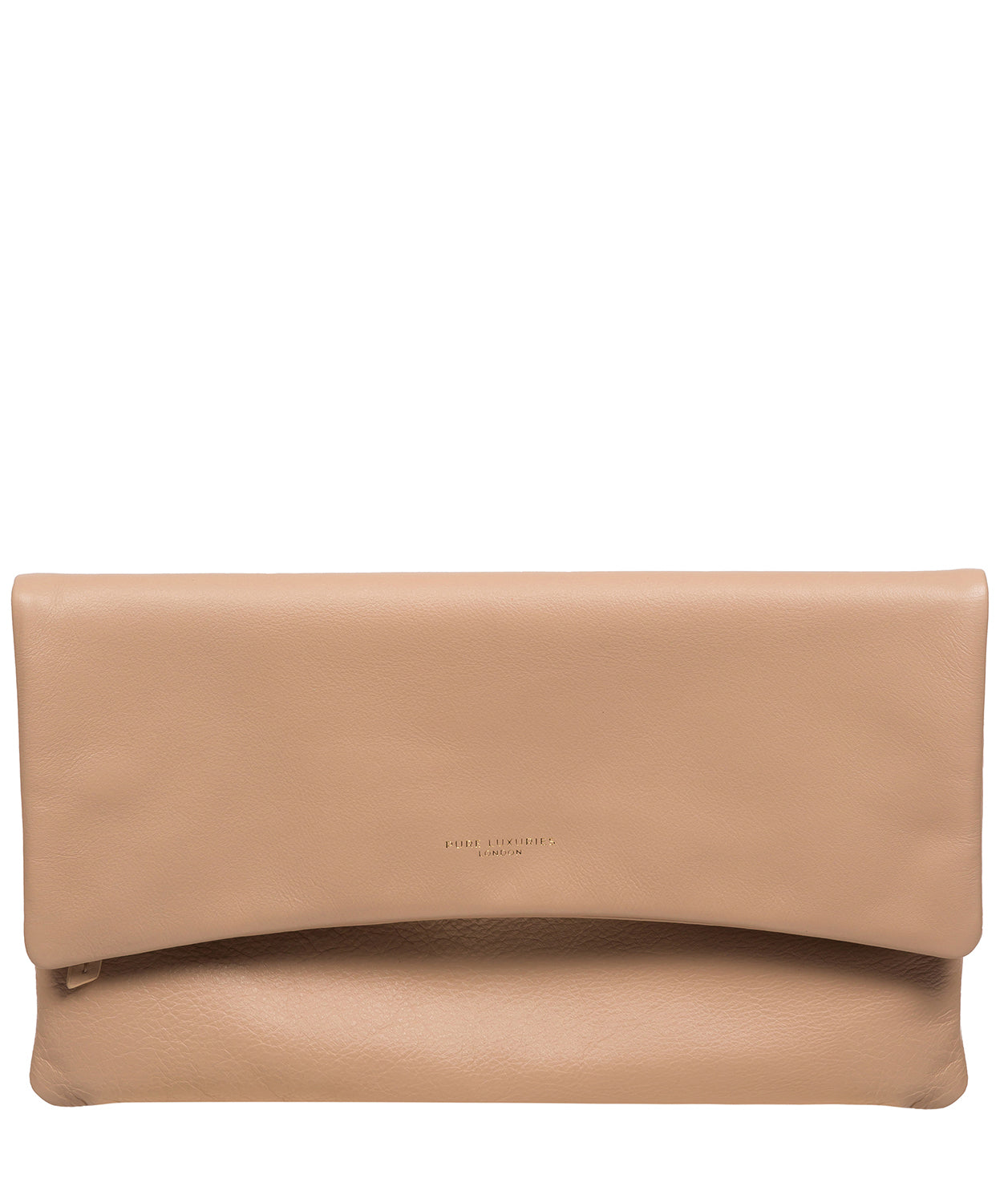 Neutral Leather Clutch Bag Amelia by Pure Luxuries