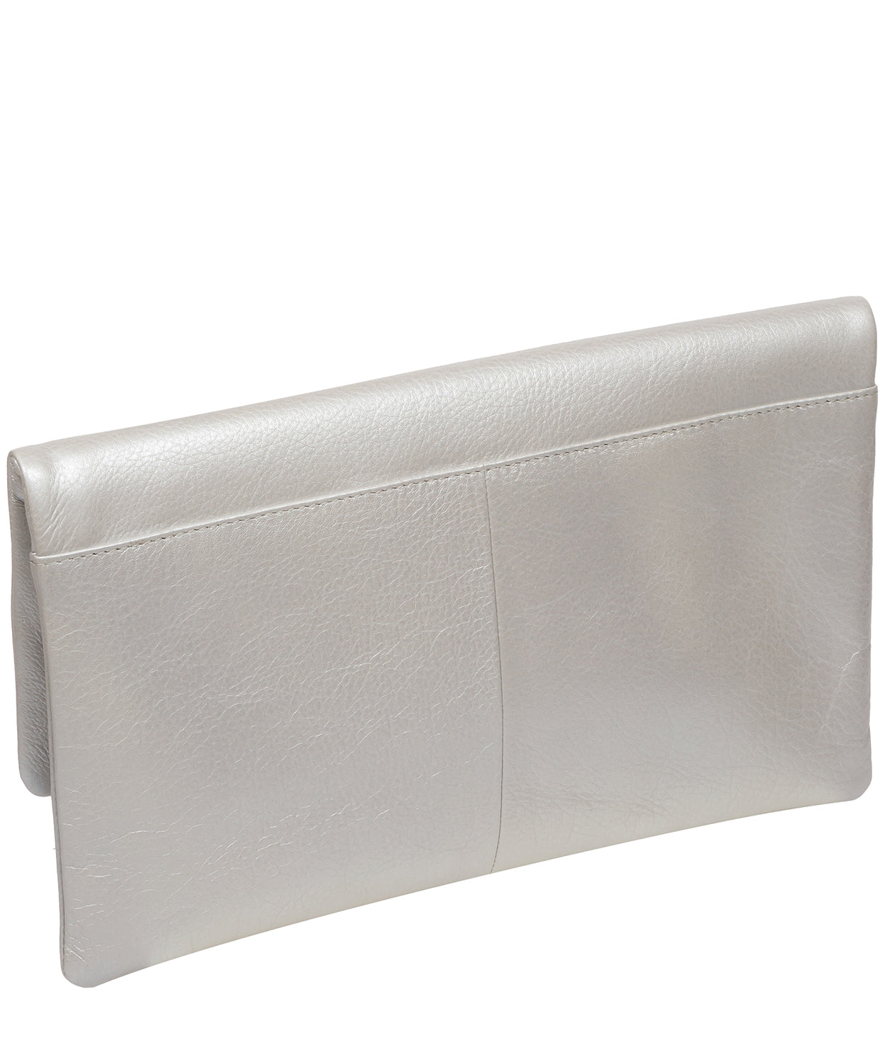 Pure Luxuries Marylebone Collection Bags: 'Amelia' Metallic Silver Leather Clutch Bag