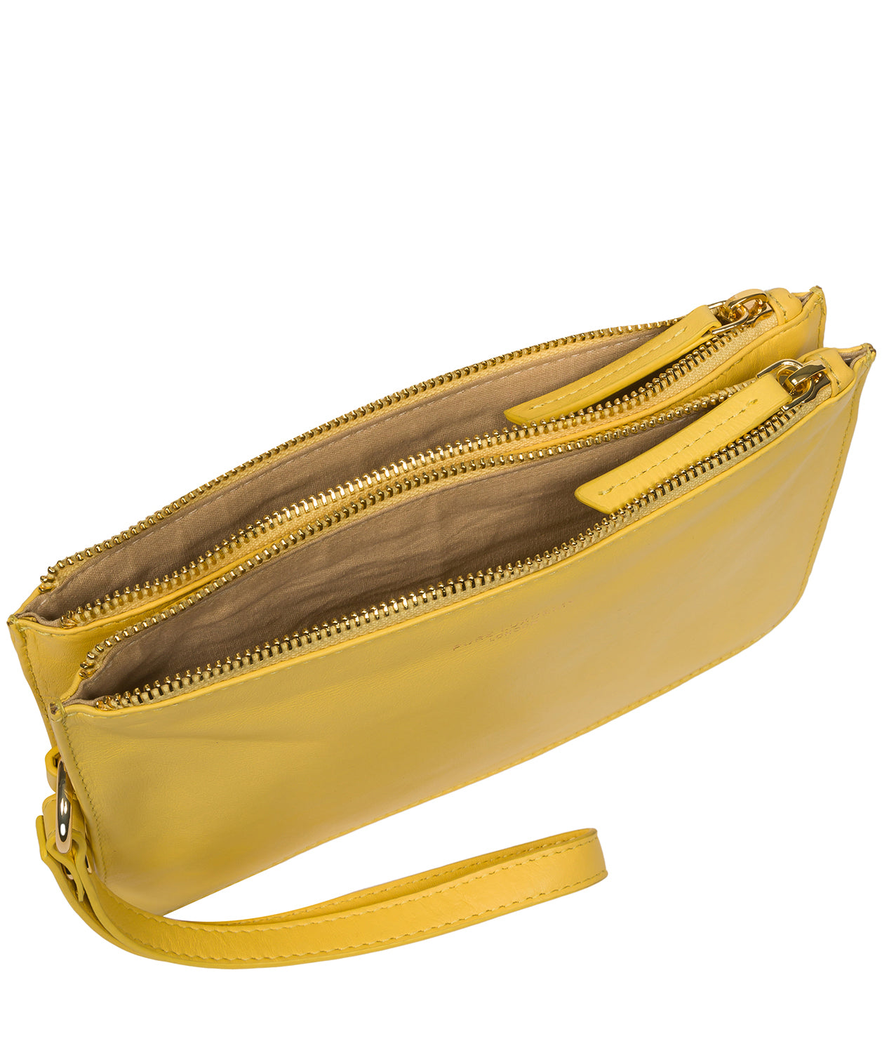 Pure Luxuries Marylebone Collection Bags: 'Addison' Lemon Drop Nappa Leather Clutch Bag