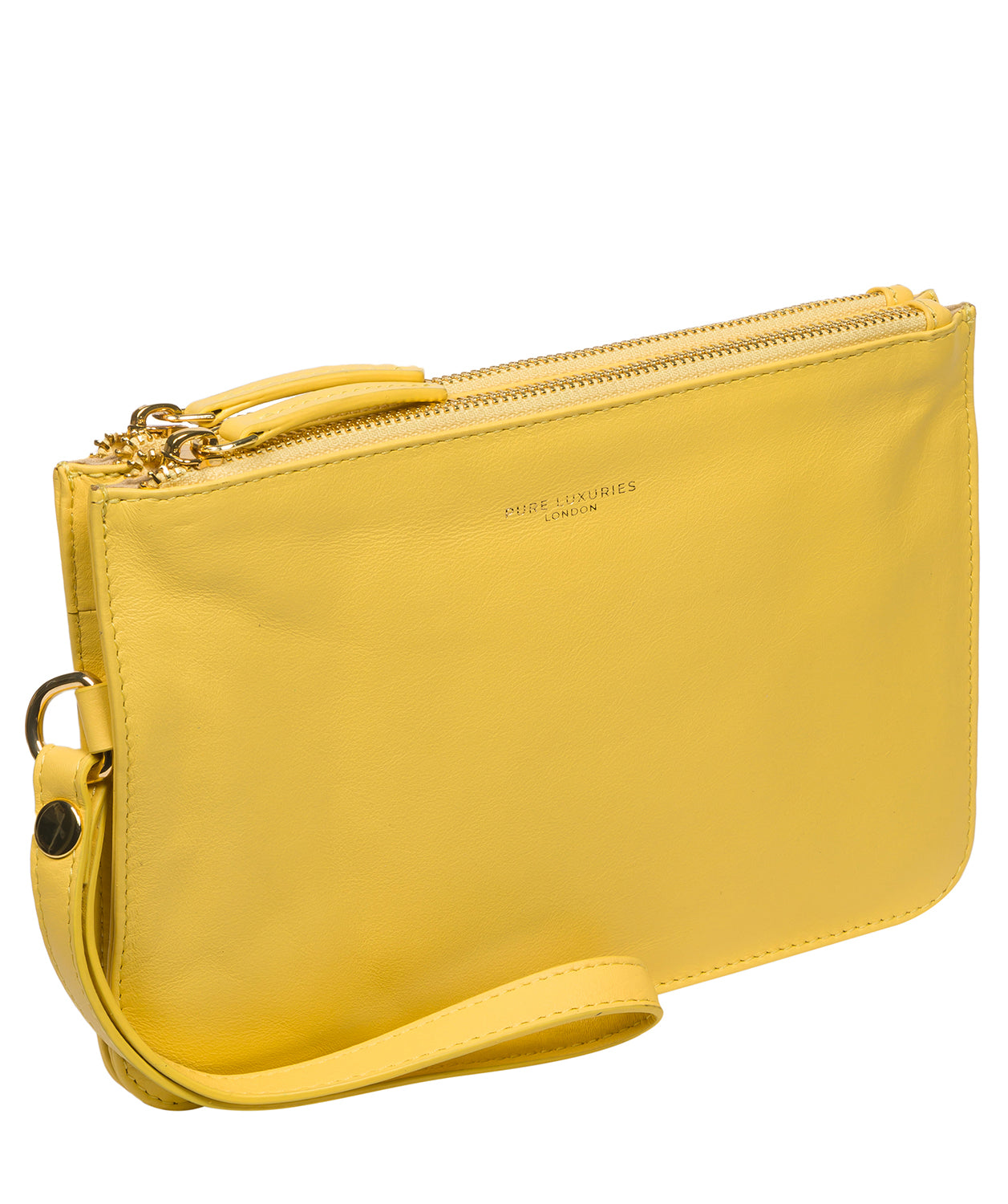 Pure Luxuries Marylebone Collection Bags: 'Addison' Lemon Drop Nappa Leather Clutch Bag