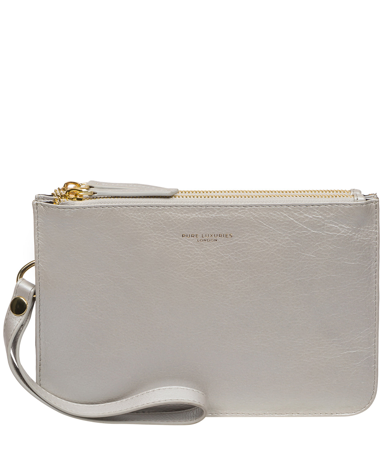 Pure Luxuries Marylebone Collection Bags: 'Addison' Metallic Silver Nappa Leather Clutch Bag