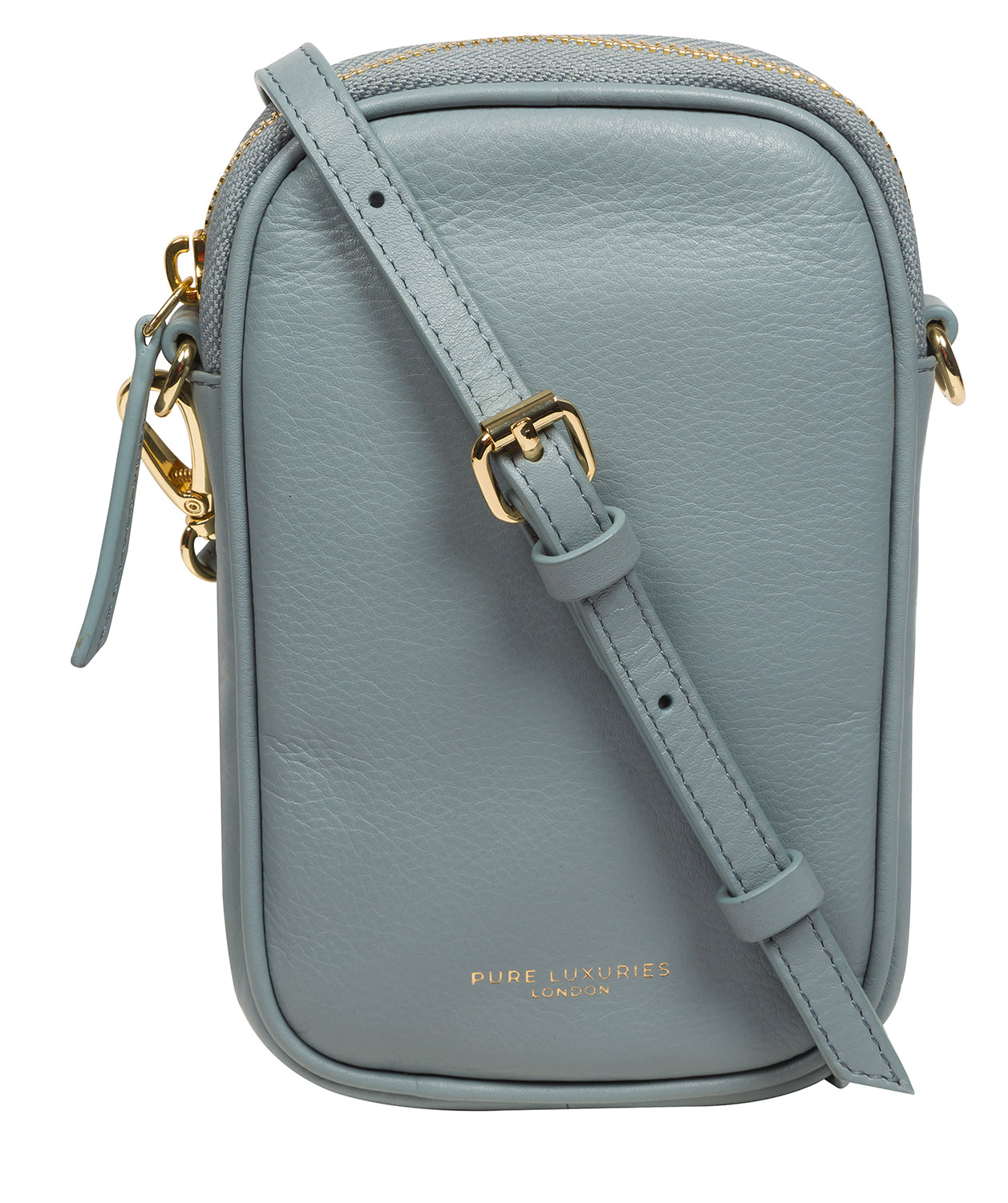 Pure Luxuries Marylebone Collection Bags: 'Alaina' Cashmere Blue Nappa Leather Cross Body Phone Bag