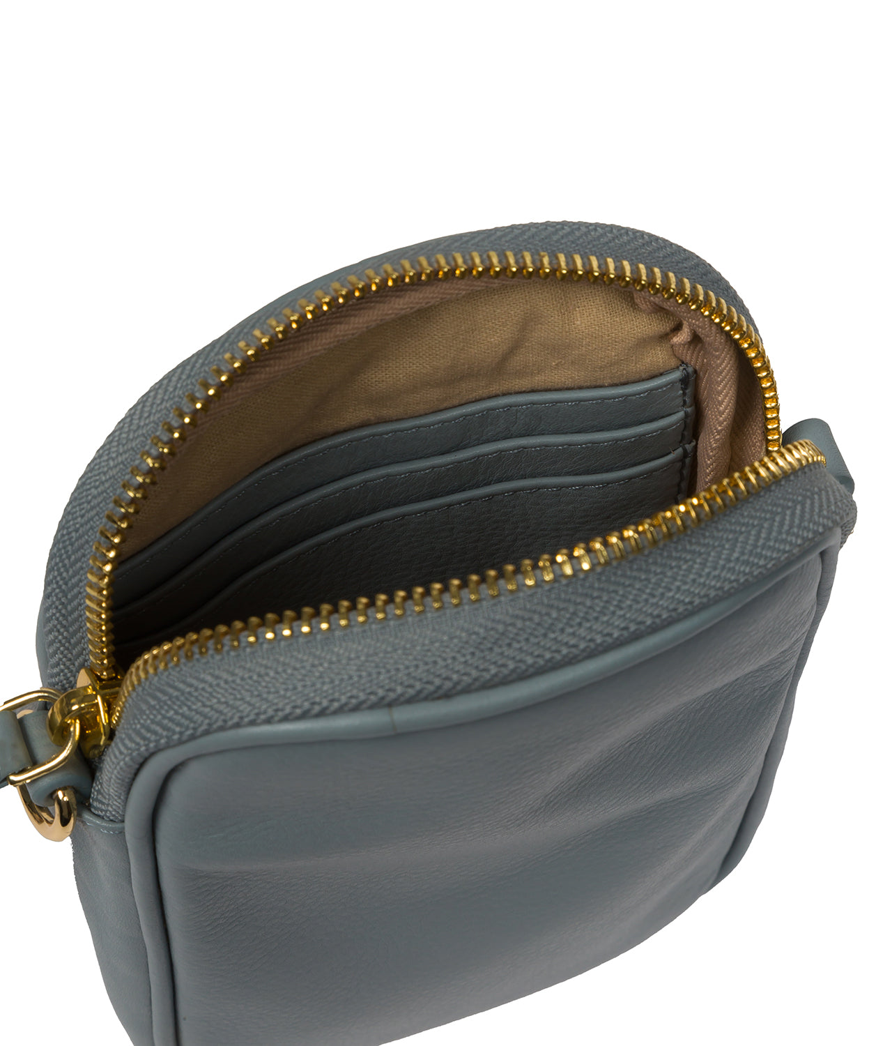 Pure Luxuries Marylebone Collection Bags: 'Alaina' Cashmere Blue Nappa Leather Cross Body Phone Bag