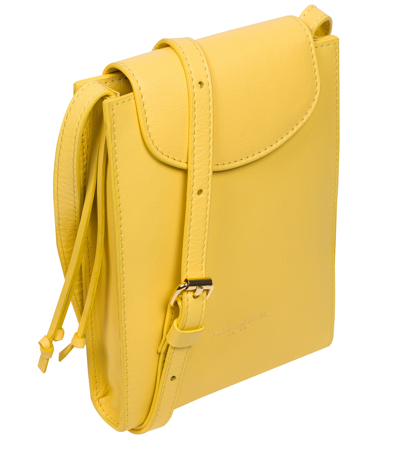 Pure Luxuries Marylebone Collection Bags: 'Kiana' Lemon Drop Nappa Leather Cross Body Phone Bag