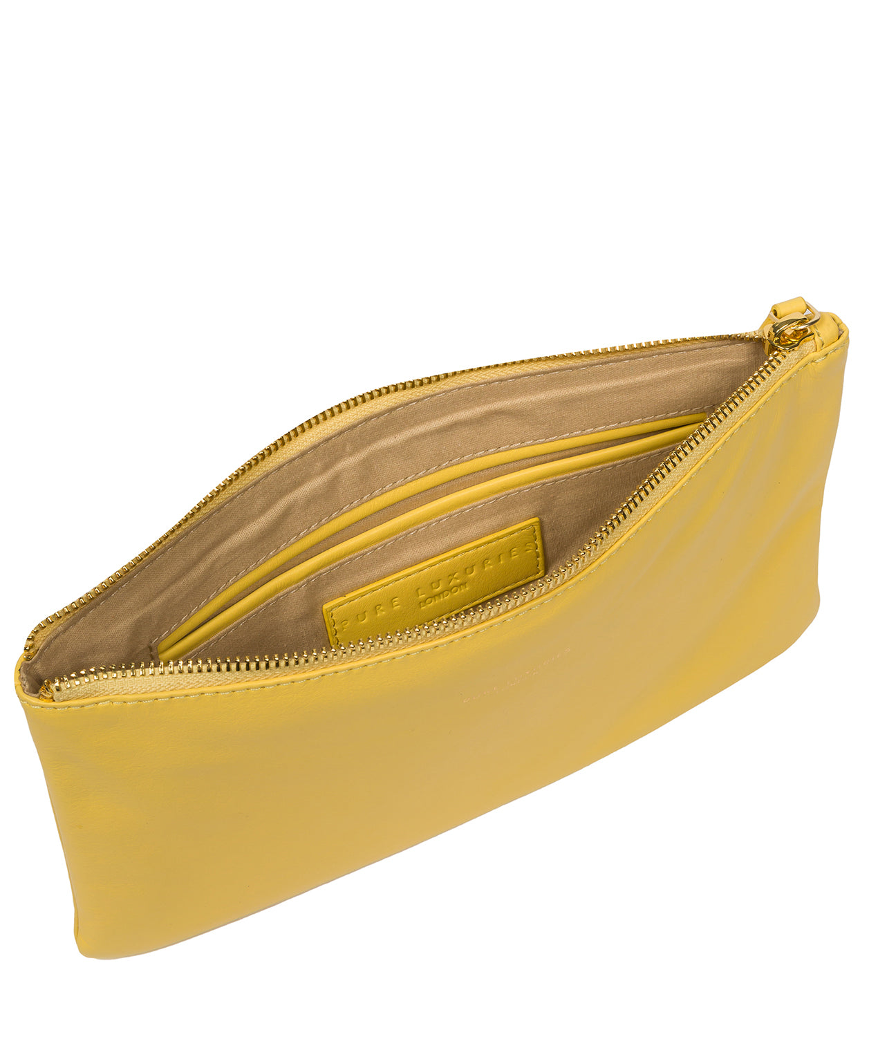 Pure Luxuries Couture Collection Bags: 'Wilmslow' Lemon Drop Nappa Leather Clutch Bag