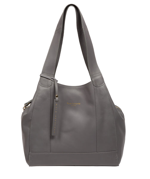 Grey Leather Handbag Colette by Pure Luxuries