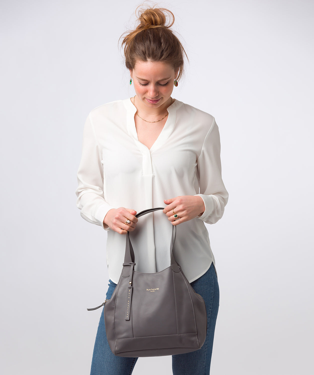 'Colette' French Grey Leather Handbag