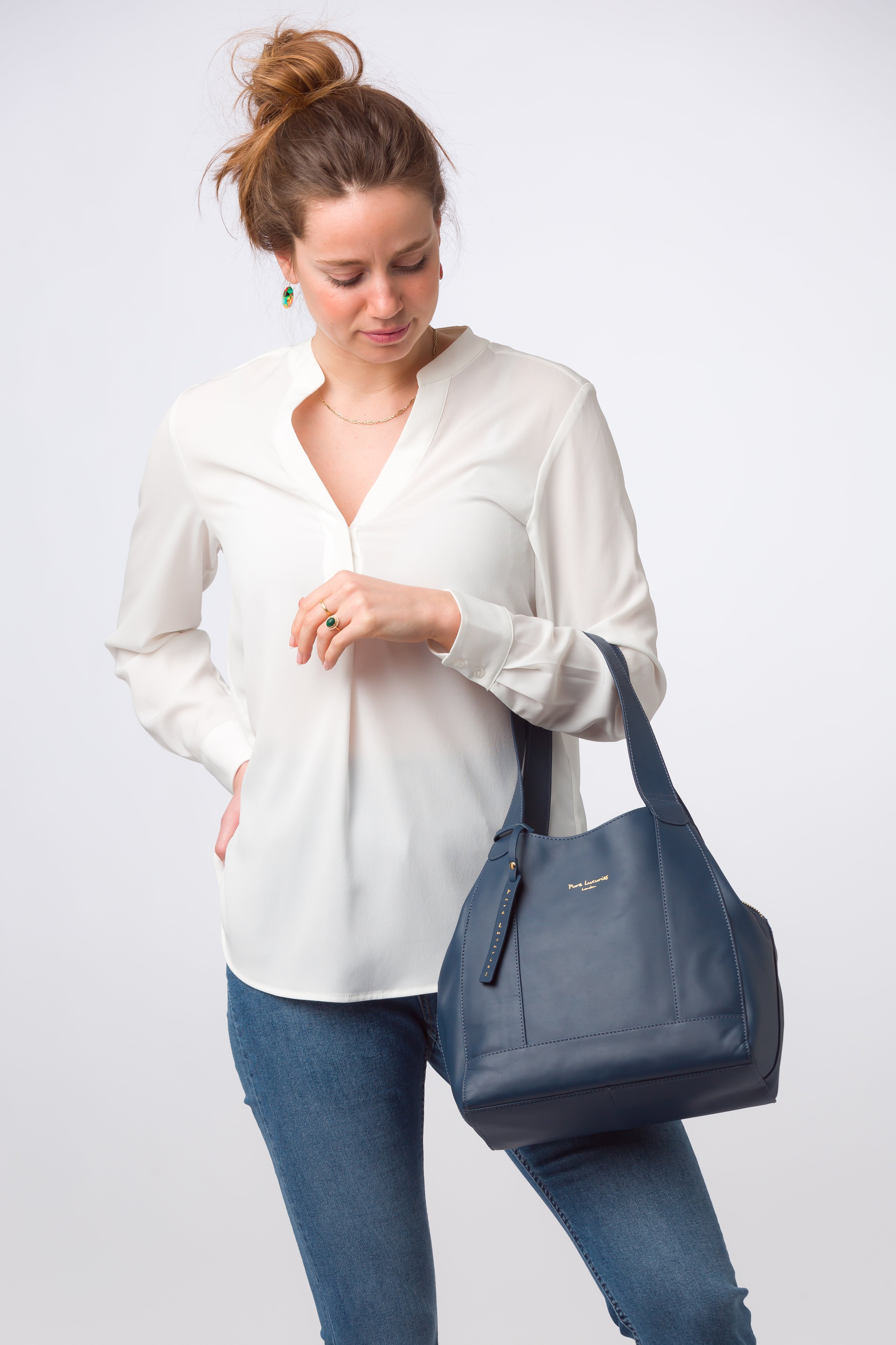 Pure Luxuries Eco Collection Bags: 'Colette' True Blue Leather Handbag