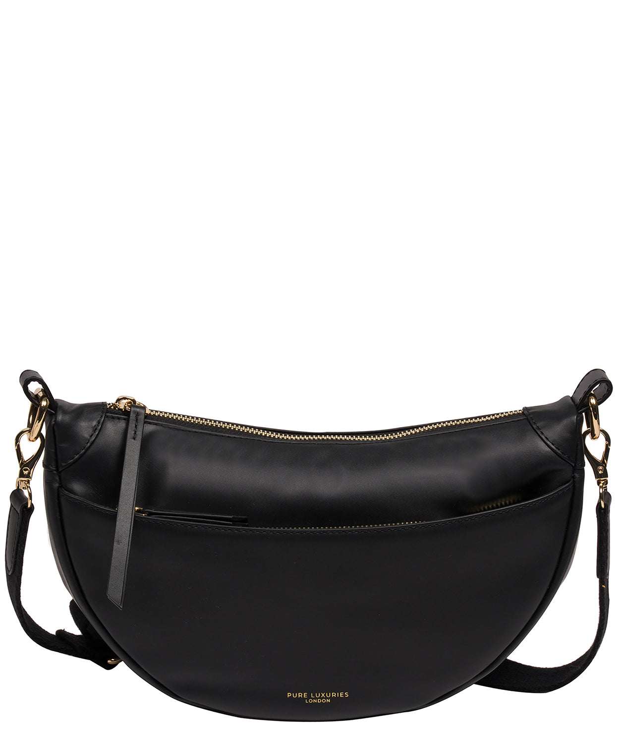 'Heidi' Black Leather Crescent Cross Body Bag