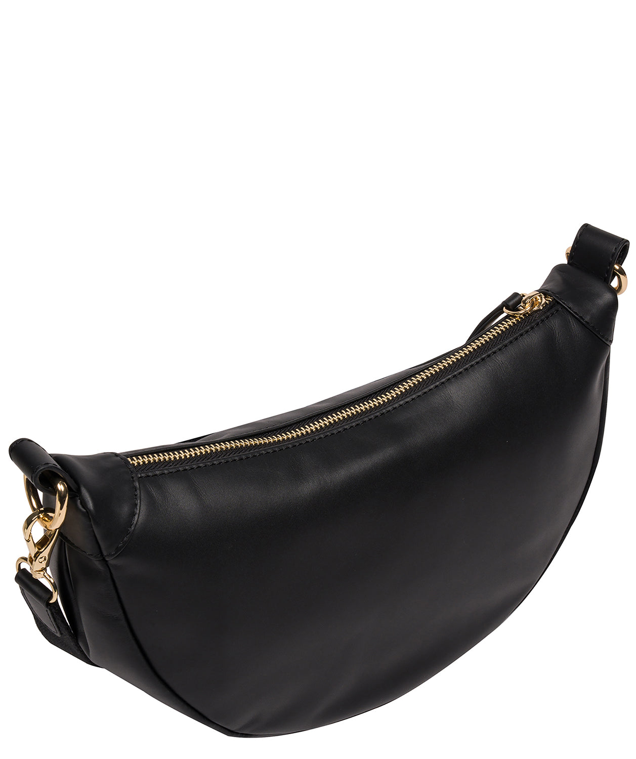 'Heidi' Black Leather Crescent Cross Body Bag