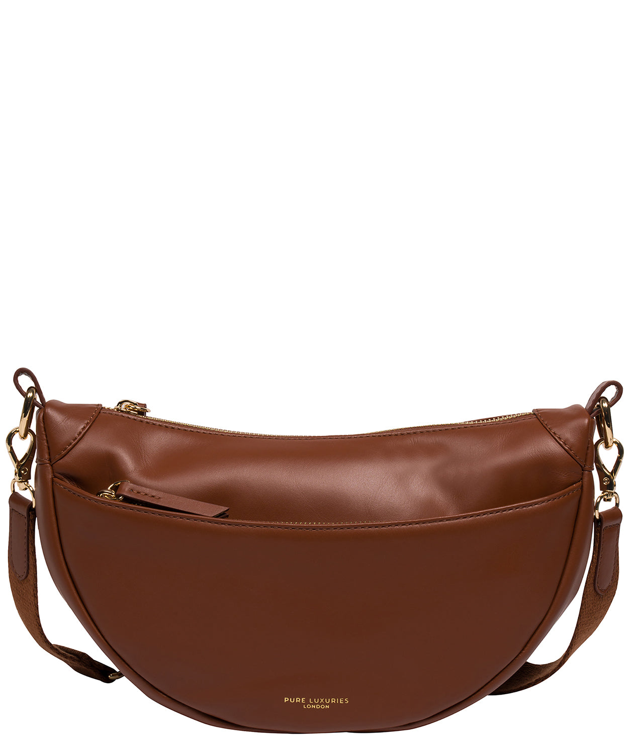 'Heidi' Caramel Leather Crescent Cross Body Bag