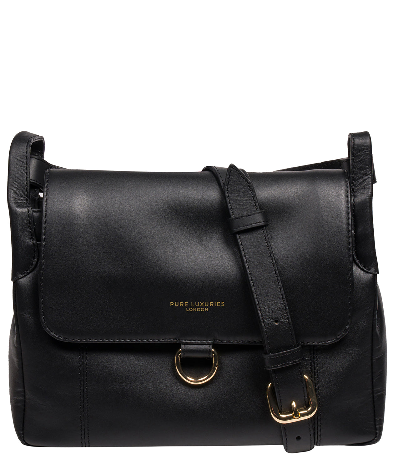 'Cassie' Black Leather Cross Body Bag