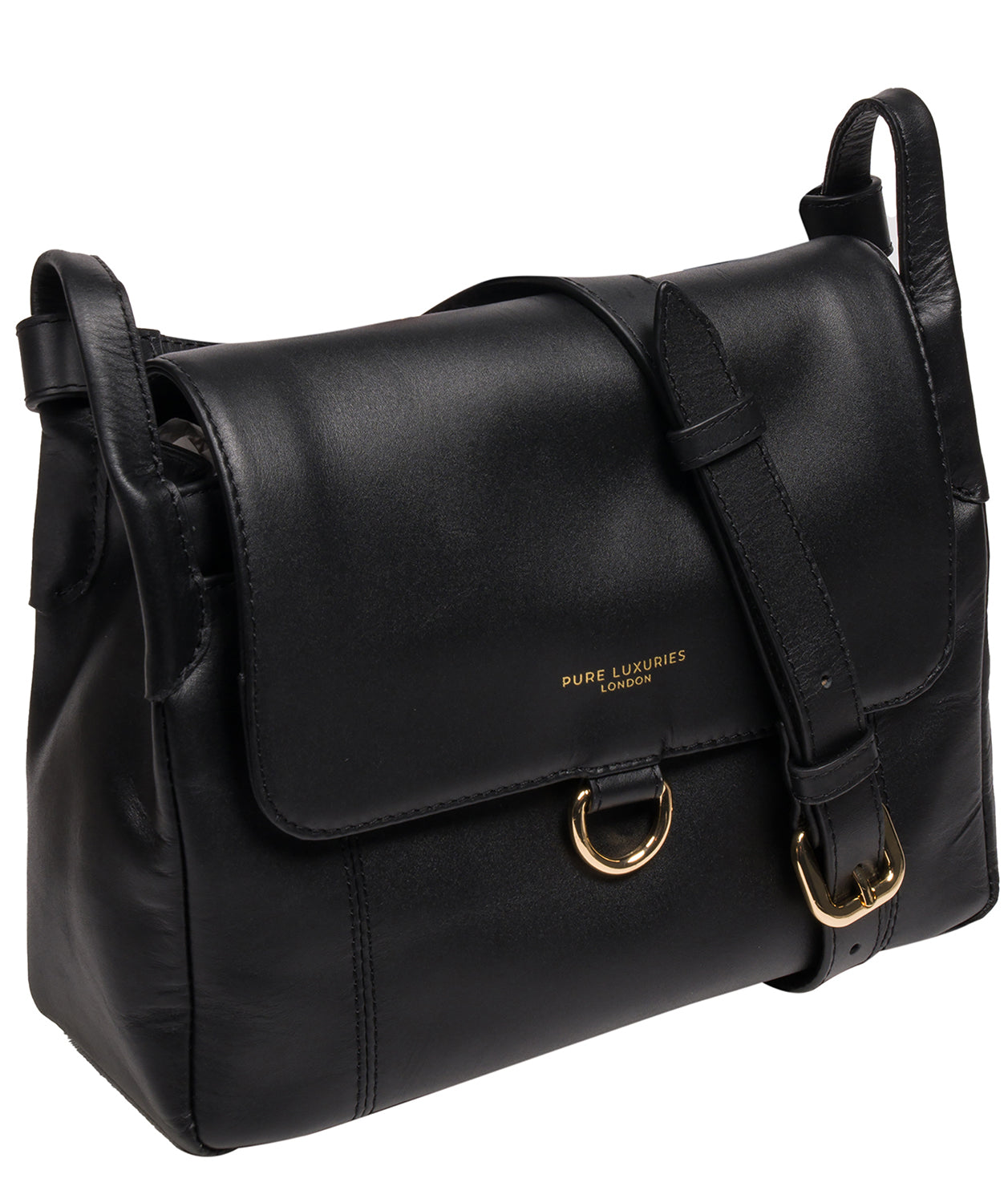 'Cassie' Black Leather Cross Body Bag