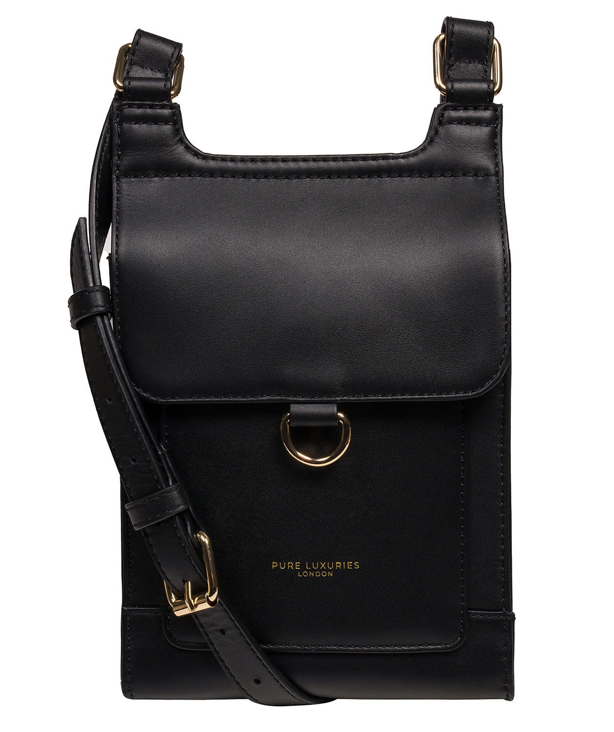 'Erma' Black Leather Cross Body Bag