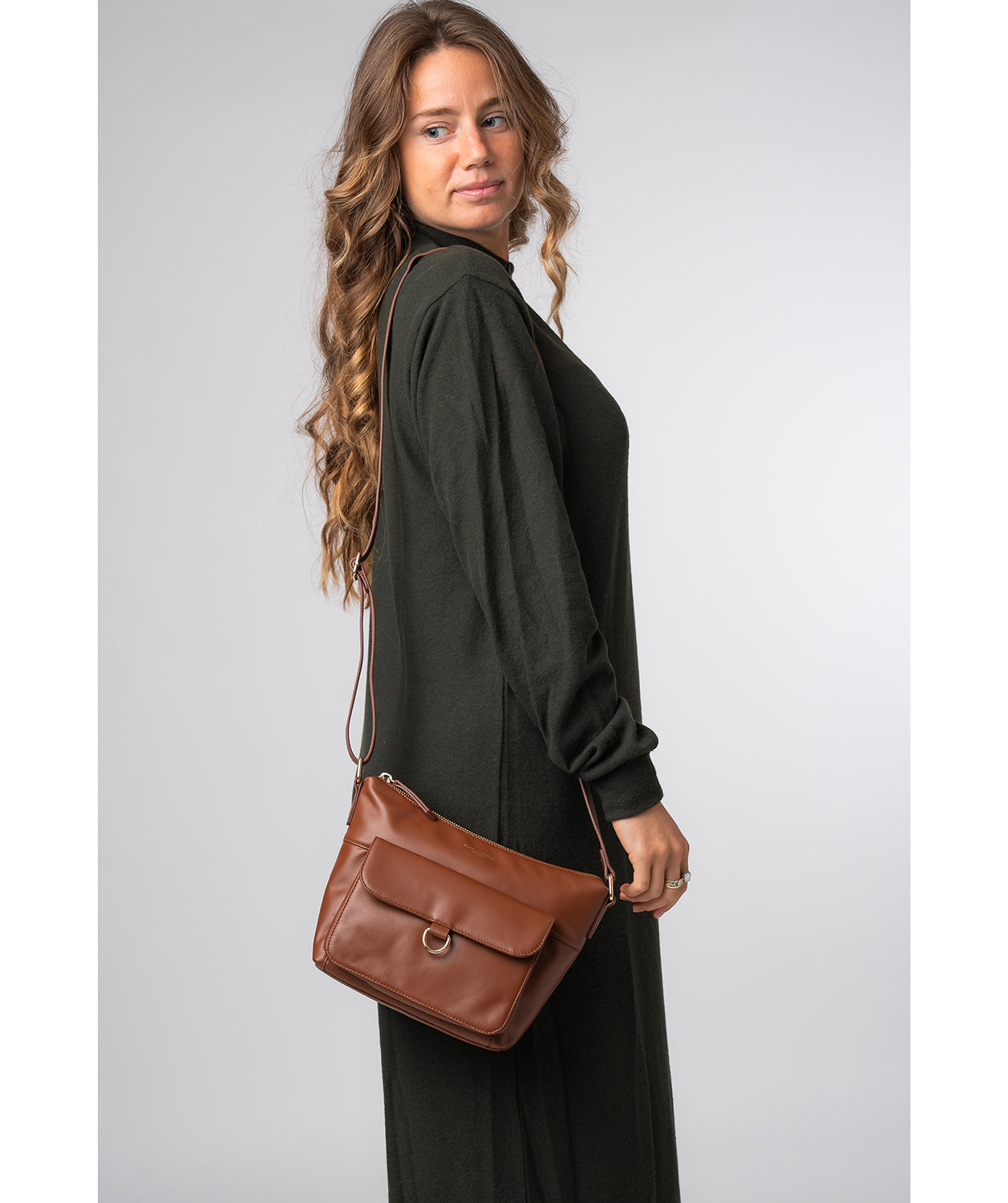 'Laura' Caramel Leather Cross Body Bag