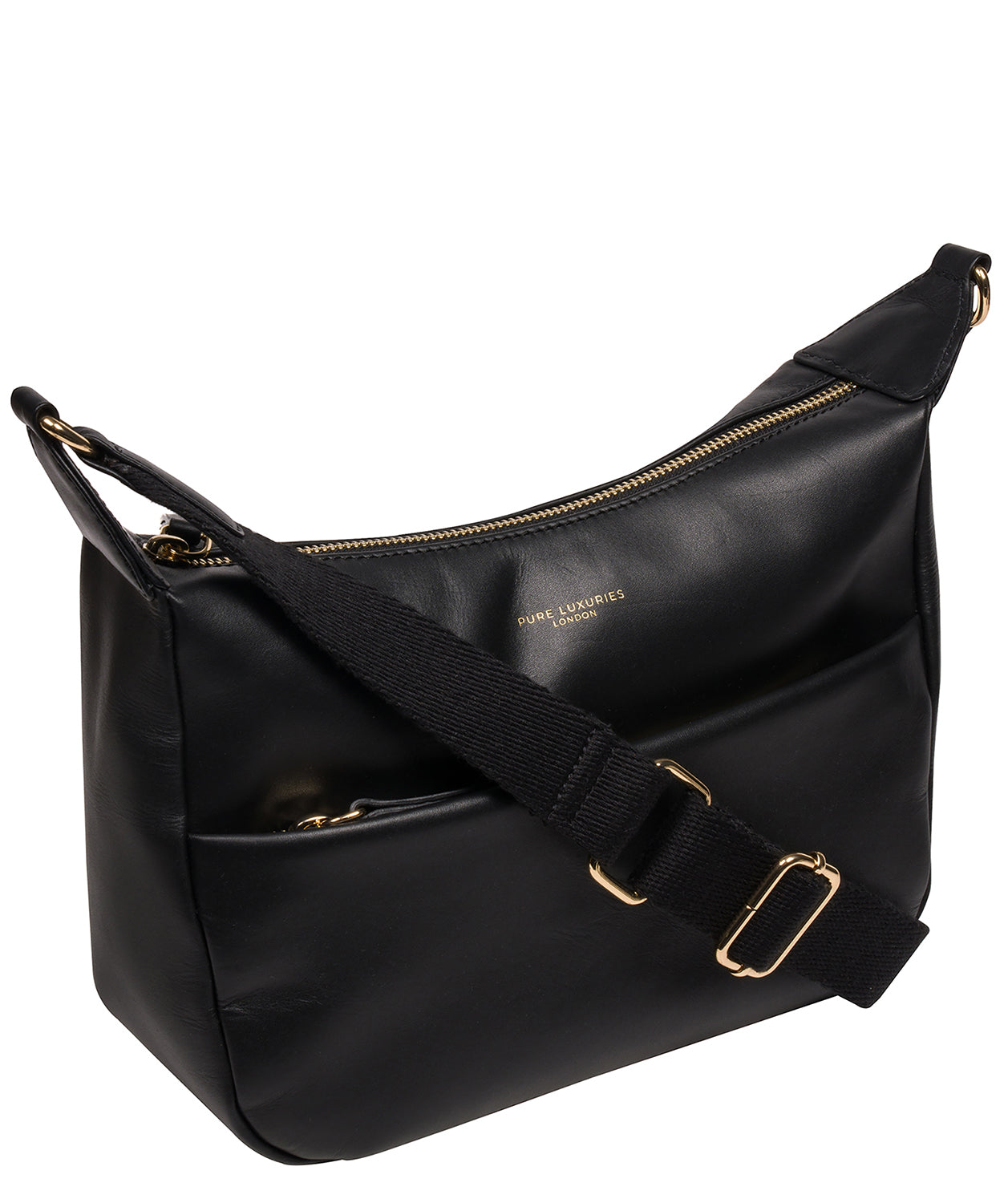 'Leonara' Black Leather Cross Body Bag