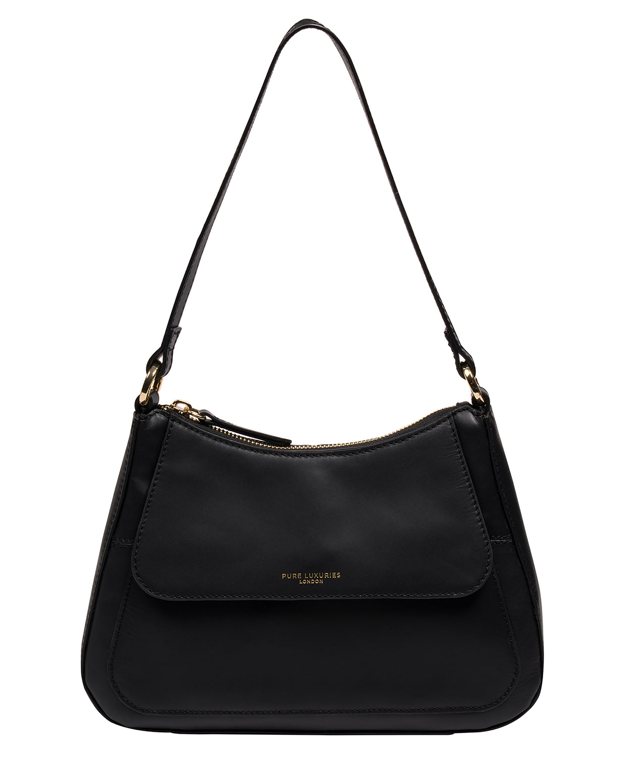 'Mable' Black Leather Evening Bag