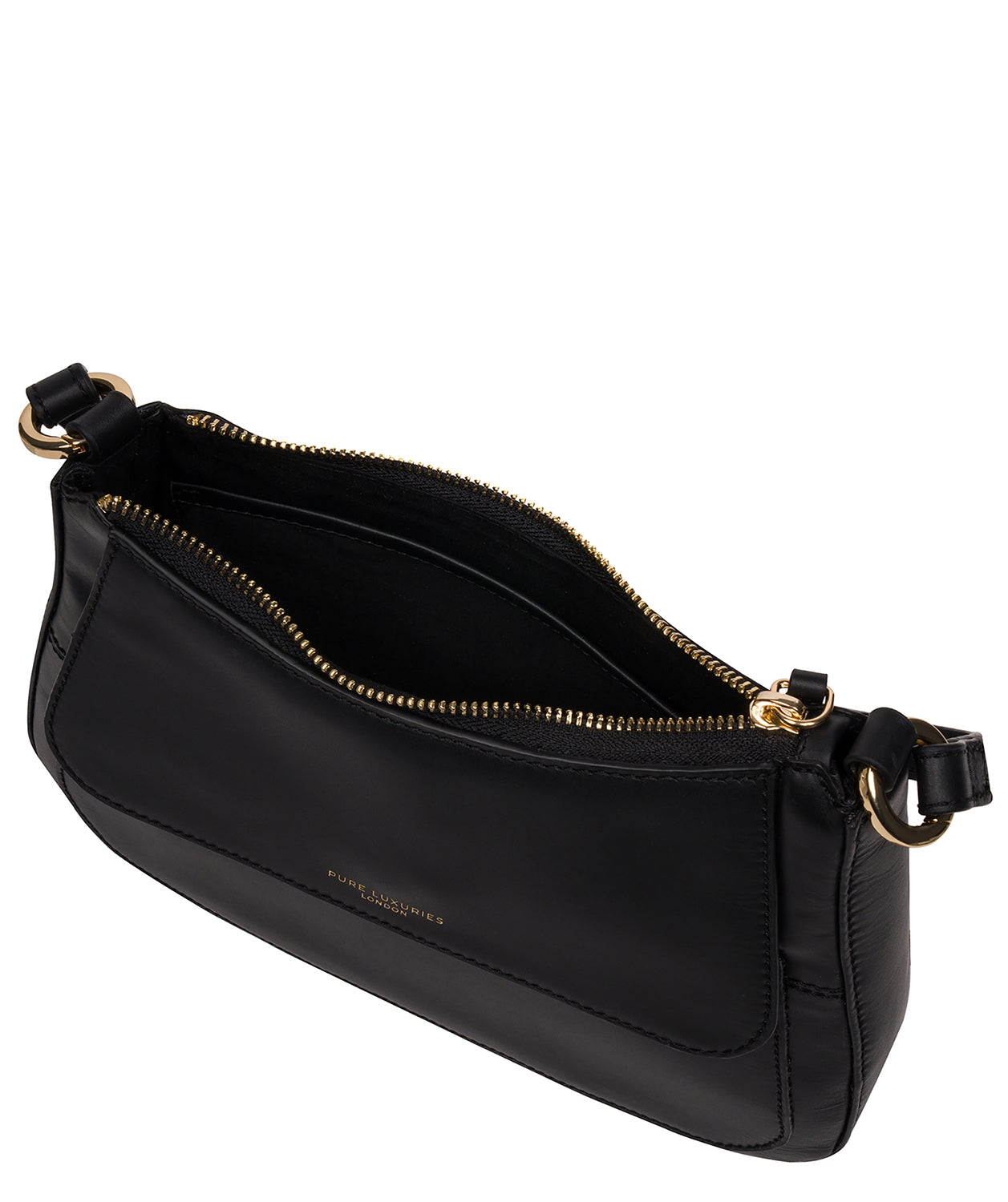 'Mable' Black Leather Evening Bag