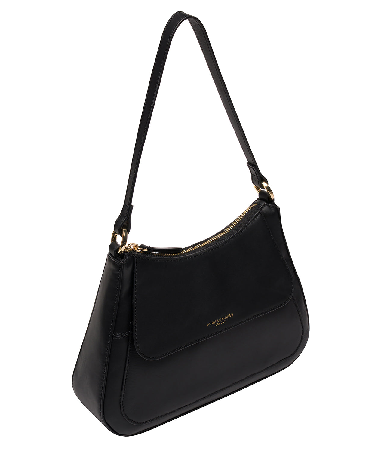 'Mable' Black Leather Evening Bag