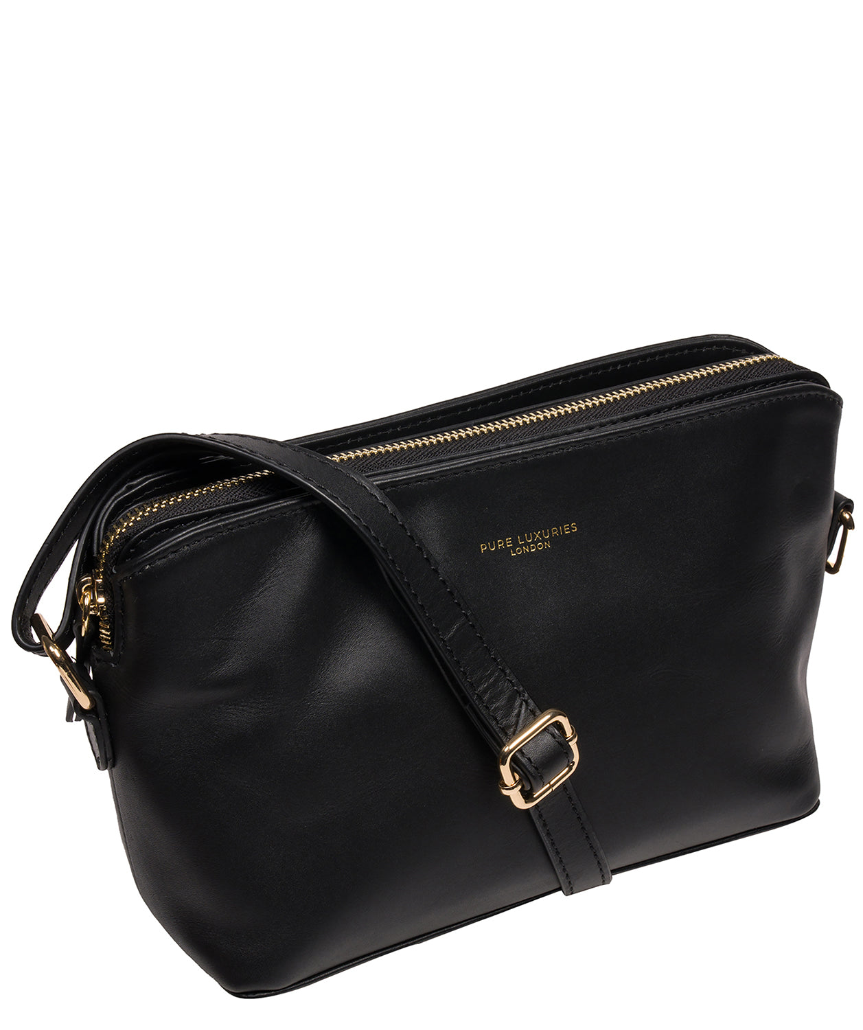 'Natalie' Black Leather Cross Body Bag