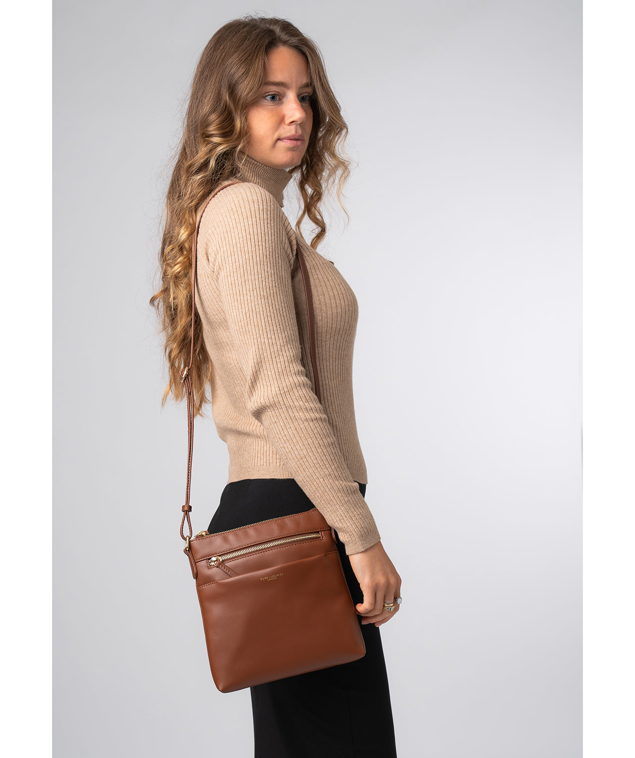 'Brooke' Caramel Leather Cross Body Bag