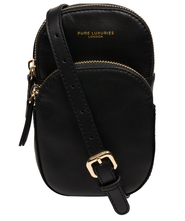 'Luna' Black Leather Cross Body Phone Bag