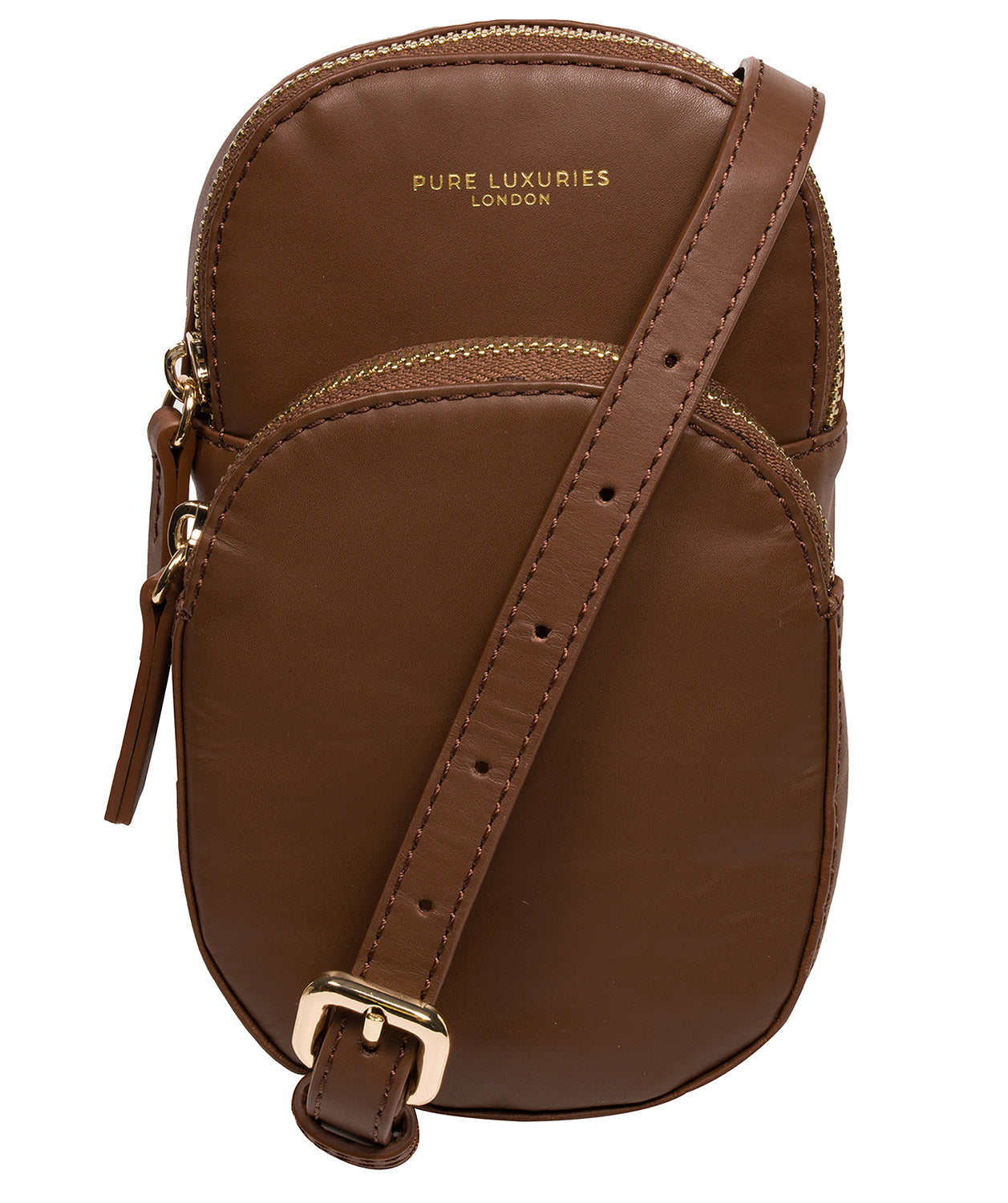 'Luna' Chestnut Leather Cross Body Phone Bag