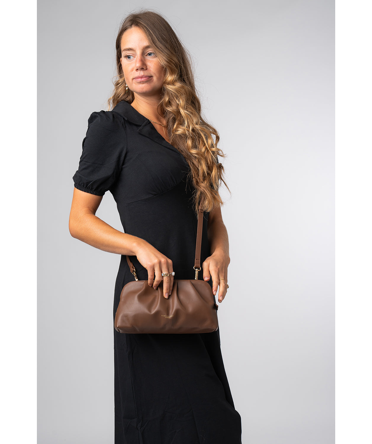 'Kimberly' Chestnut Leather Cross Body & Clutch Bag