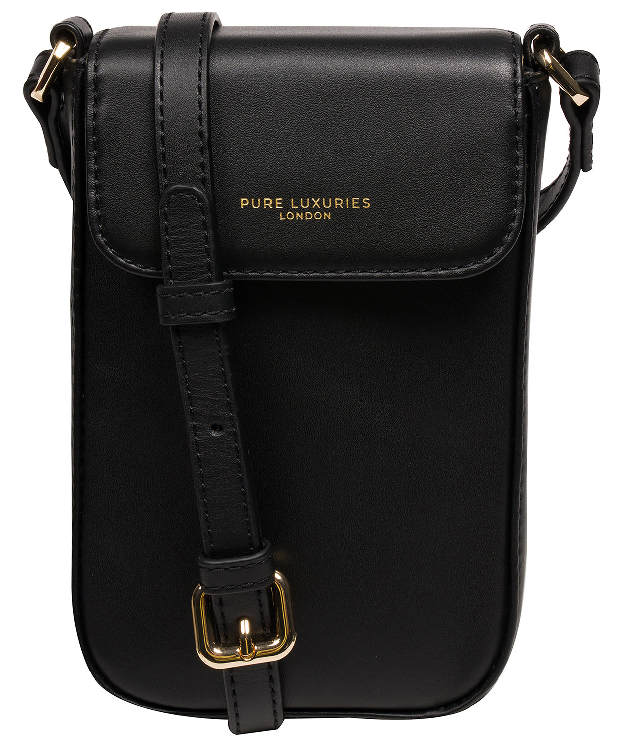 'Alexis' Black Leather Cross Body Phone Bag