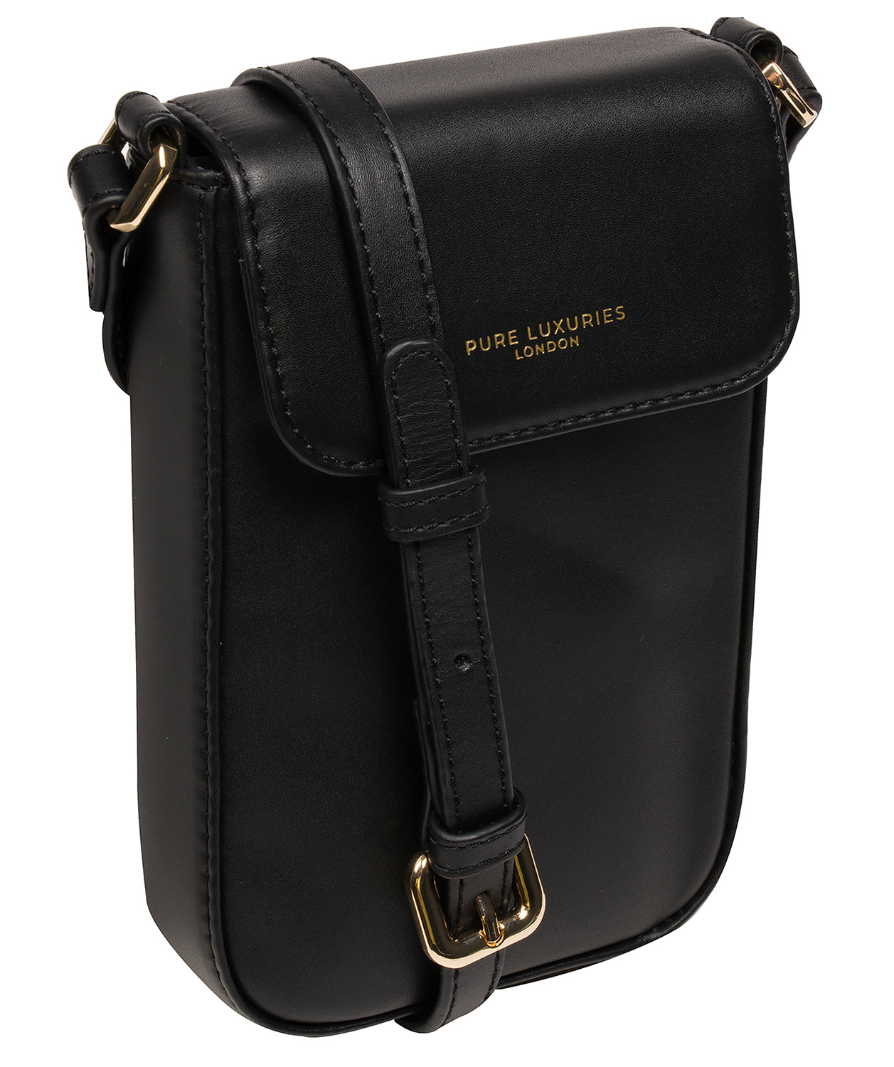 'Alexis' Black Leather Cross Body Phone Bag