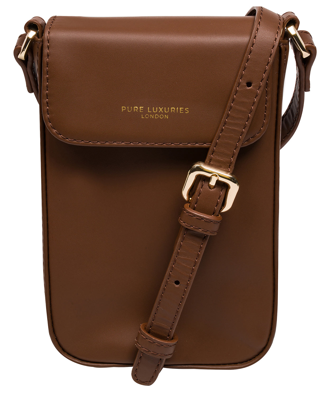 'Alexis' Chestnut Leather Cross Body Phone Bag