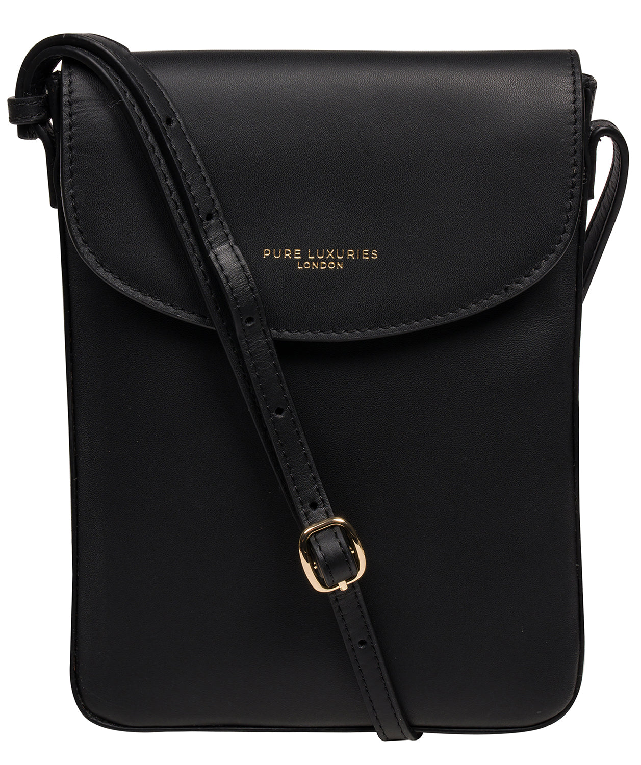 'Lyra' Black Leather Cross Body Phone Bag