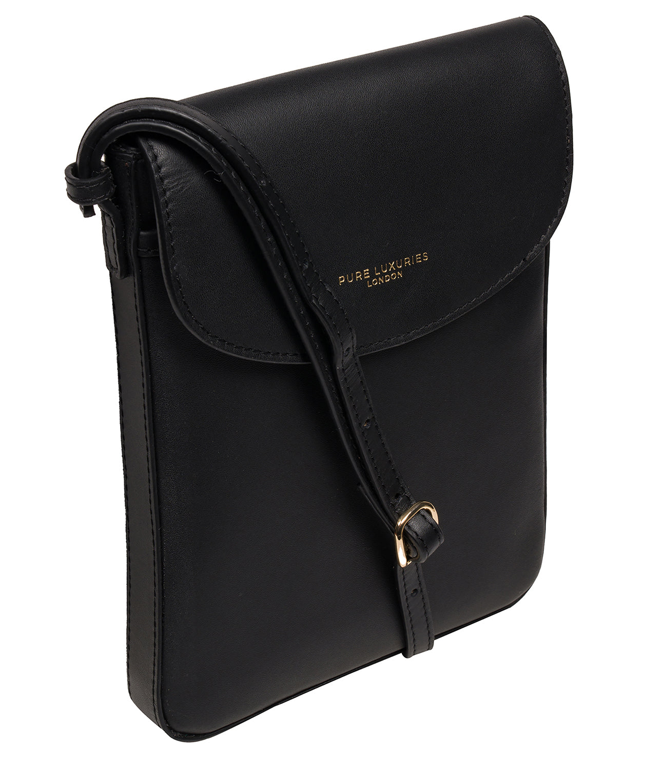 'Lyra' Black Leather Cross Body Phone Bag